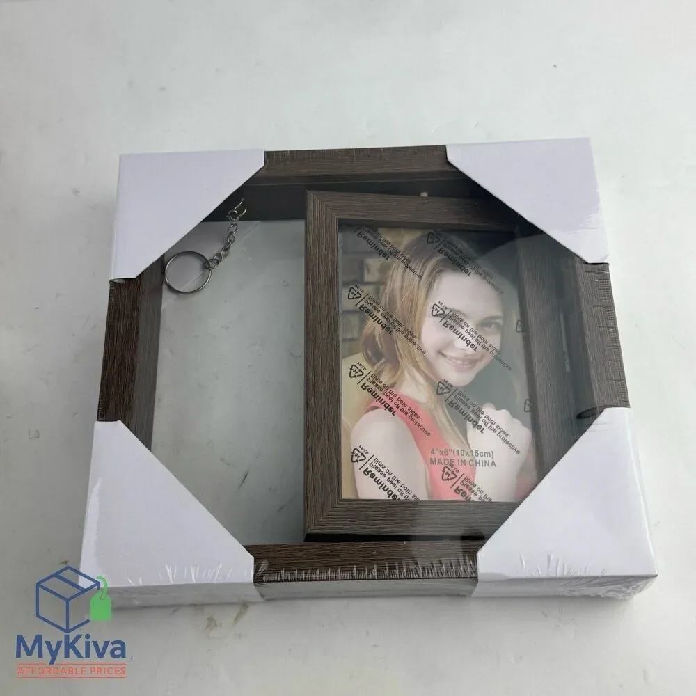 Photo Frame Wooden 4x6 Inch Gift Frame with Key Ring Brown